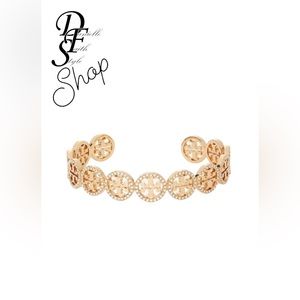 Tory Burch Gold Miller Pavé Cuff Bracelet with dustbag and giftbox